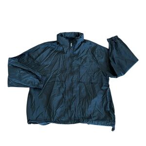 Eddie Bauer EBTEK Black Full Zip Hooded Packable Nylon Windbreaker Jacket Size M